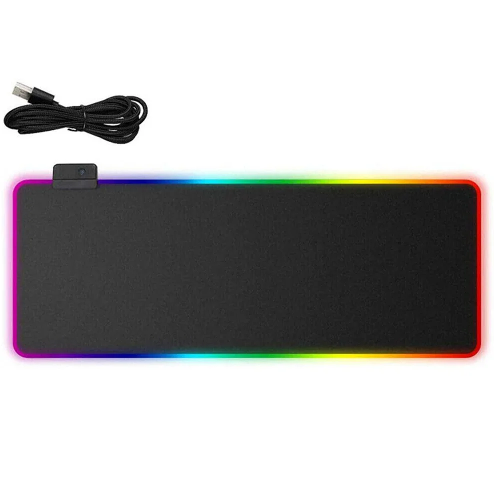

14 Lighting Modes RGB Gaming Mouse Pad Extra Large Computer Keyboard Mat, Black or customized