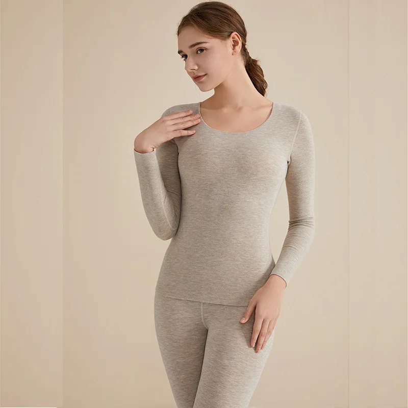 

Autumn winter thermal long johns for women silk long sleeve O neck underwear