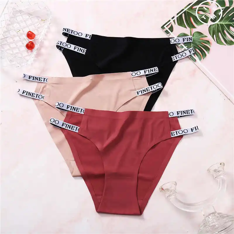 

FINETOO Fast delivery in stock Wholesale Women Seamless Briefs letter printing Underwear Soft Panty Lingerie