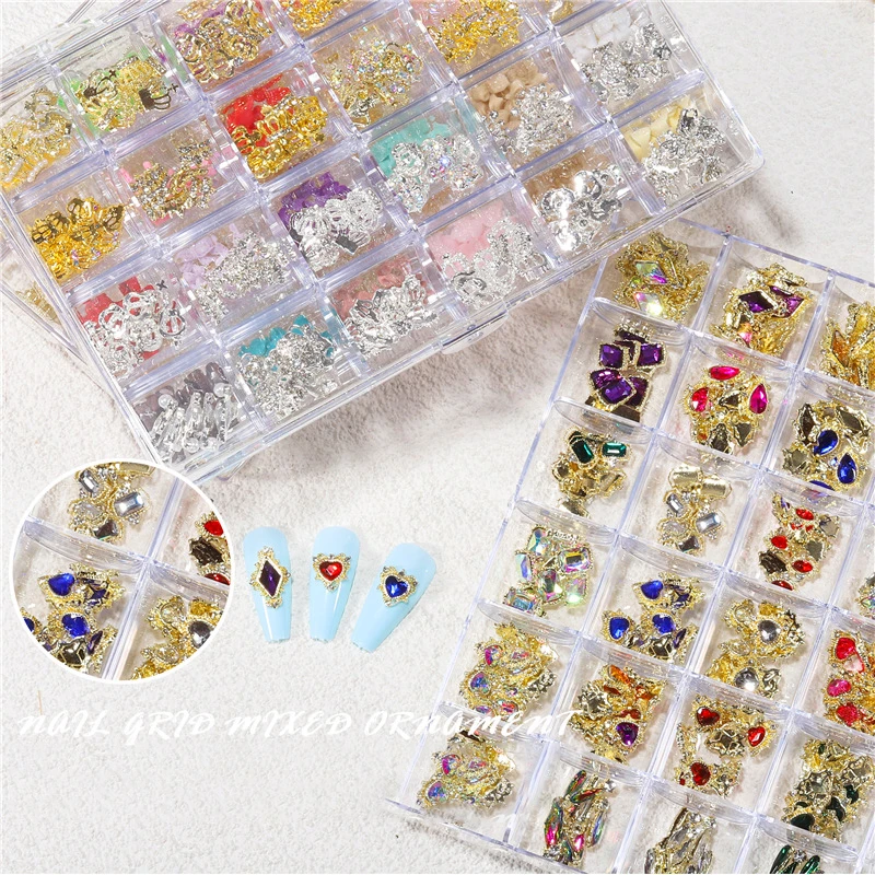 

24Grids Nail Rhinestones Claw Sets Flatback Zircon Strass Jewelry Crystal Zircon Charms Bling Nail Art