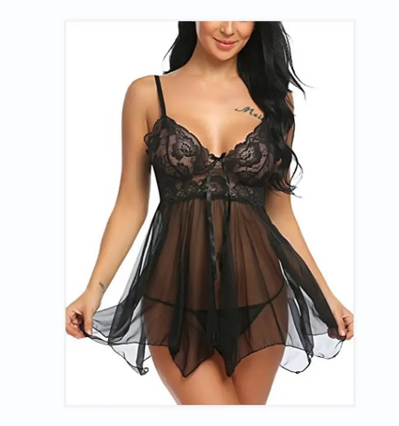 

2021 Wholesale Halter Transparent Lace Mesh Hot Plus Size Sexy Lingerie Sets Lingerie Women Sexy Lingeries
