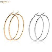 

Fashion Cheap Gold Silver 10mm -80mm Stainless Steel Big Circle Hoop Dangle Earrings Women Jewelry