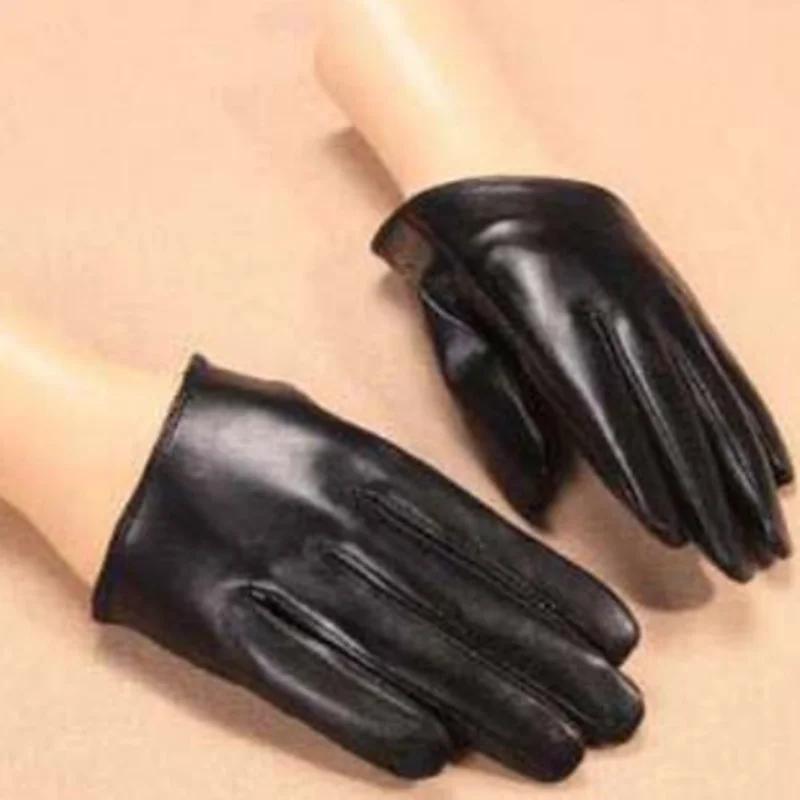 
Hot sales black red half palm women touch screen gloves genuine sheepskin fur leather mitten 