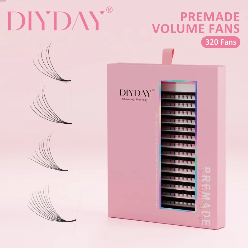 DIYDAY 5D 6D 8D 10D Pre Made Fans Korea PBT Silk Vegan Volume Eyelash Extensions  Trays Eyelash Trays