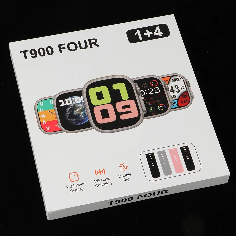 2024 Cheap 4 In 1 T900 FOUR Straps Smartwatch S9 akilli saat montre relogio reloj inteligente T10 T20 T30 Smart Watch Series 9