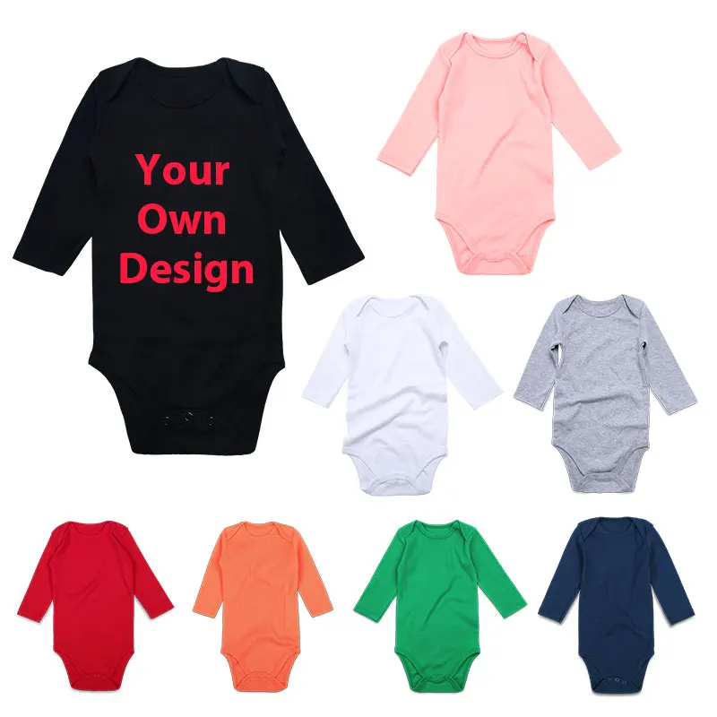 

Custom Logo Organic Baby Clothes Long Sleeve 100% Cotton Blank Baby Rompers Knitted Baby Bodysuit