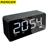 

High end mirror alarm clock speaker with fm bt portable speaker