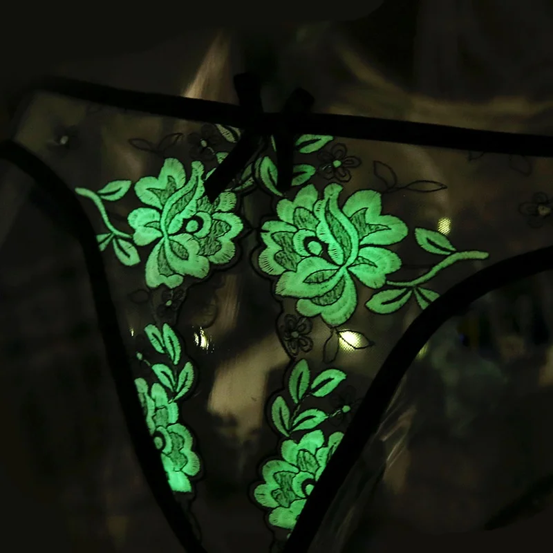 

Night Glowing Sexy Transparent Ladies Underwear Panties, Black