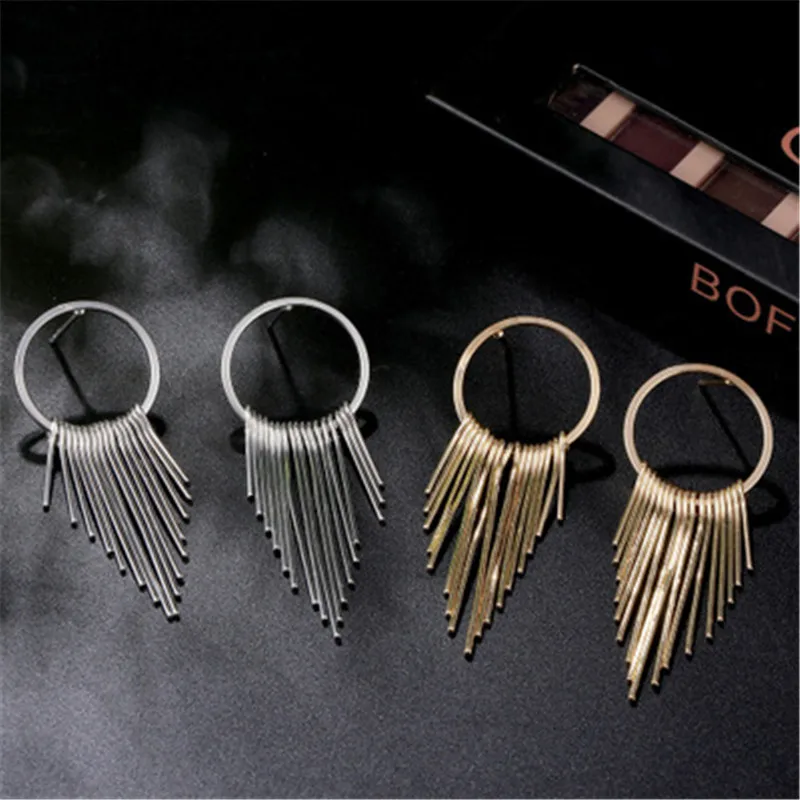 

ER-276 Manufacturers Direct Sales Of Foreign Trade Source Circle Multi-Layer Long And Short Tassels Earrings Retro Earrings, Multicolor as picture