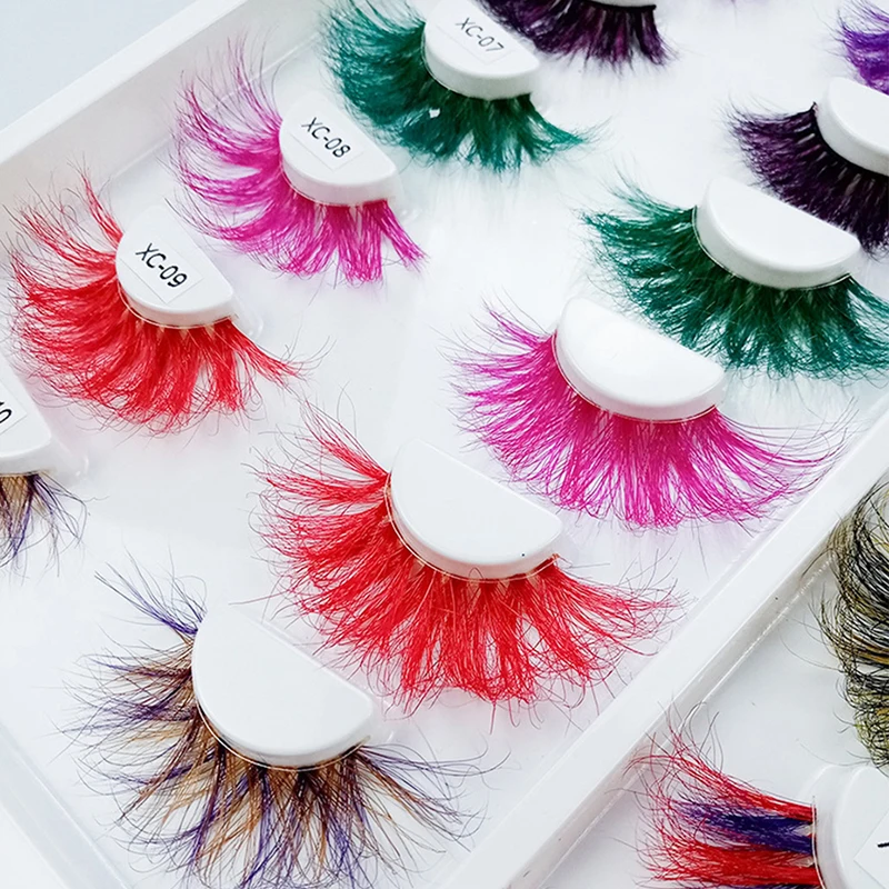 

Free Sample Private Label 25mm 3D Colorful Mink Lashes EyeLashes, Colorful color