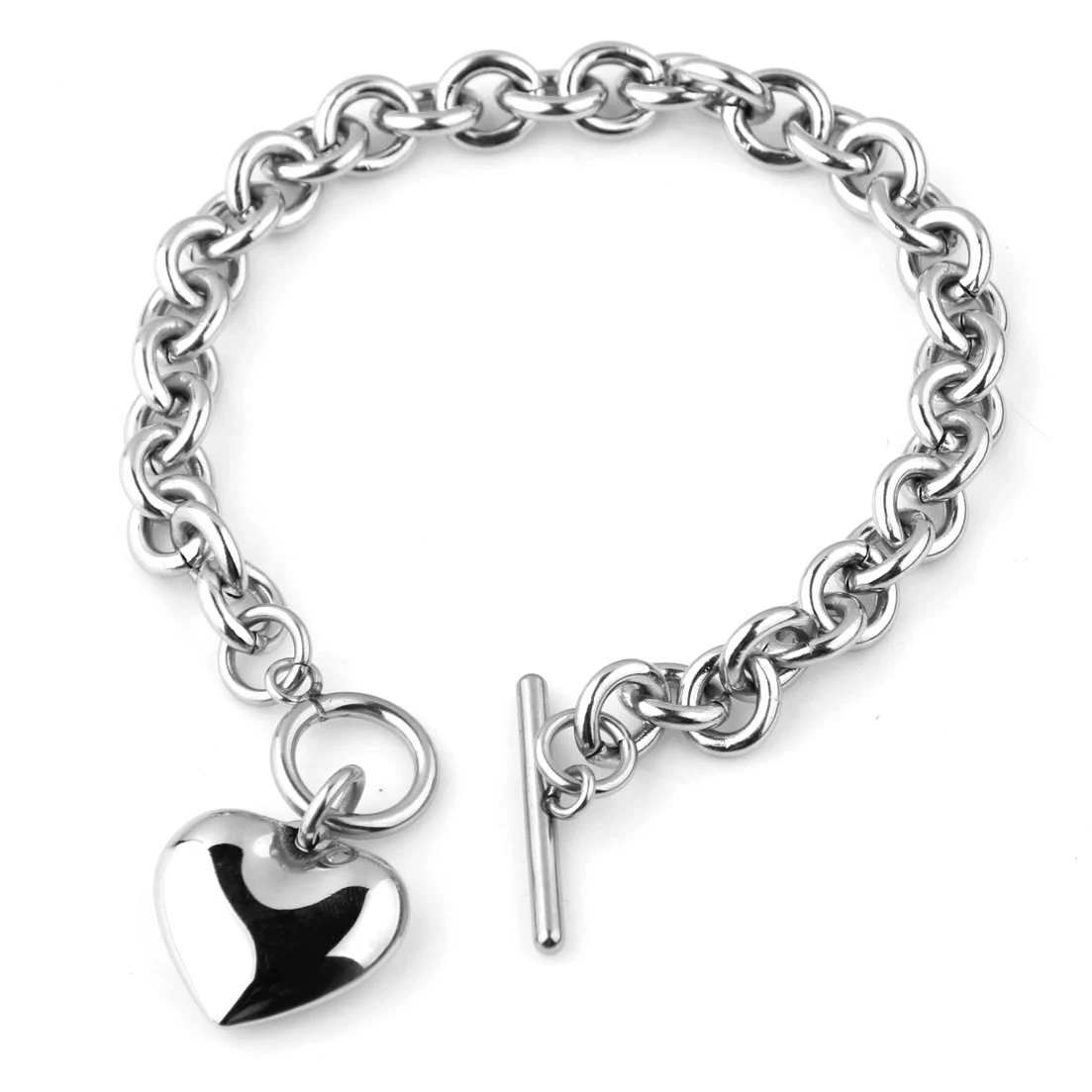 

Dr.Jewlry Stainless Steel O Chain Heart Shape Pendant Jewelry Sets Necklace Bracelets for Women New Year Gifts, See picture