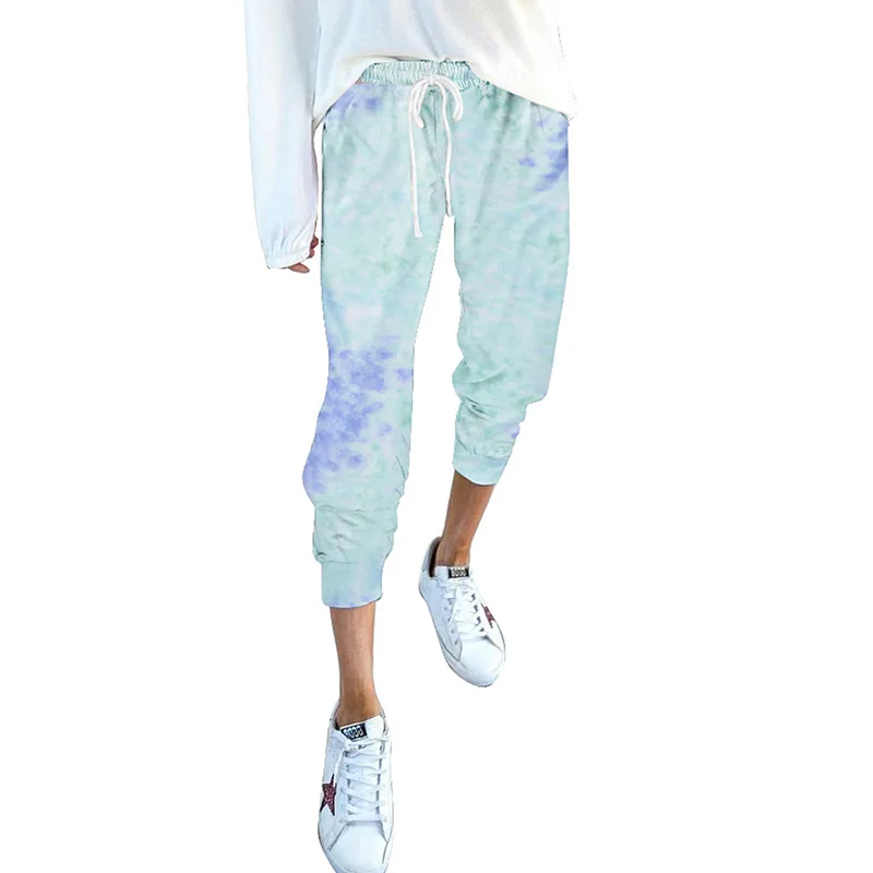 

Drop Shipping Multicolor Drawstring Tie Dye Jogger Pants Women