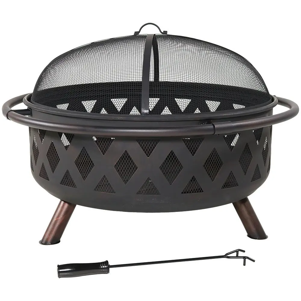 Outdoor Fire Pit - 36 Inch Large Bonfire Wood Burning Patio & Backyard Firepit