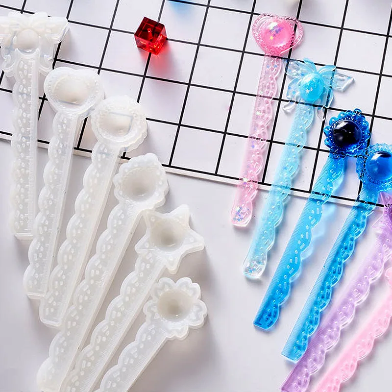 

Hot Selling Epoxy DIY Ruler With Scales Resin Silicone Mold Keychain Mould School Things For Kids Study Materials, Customized colors