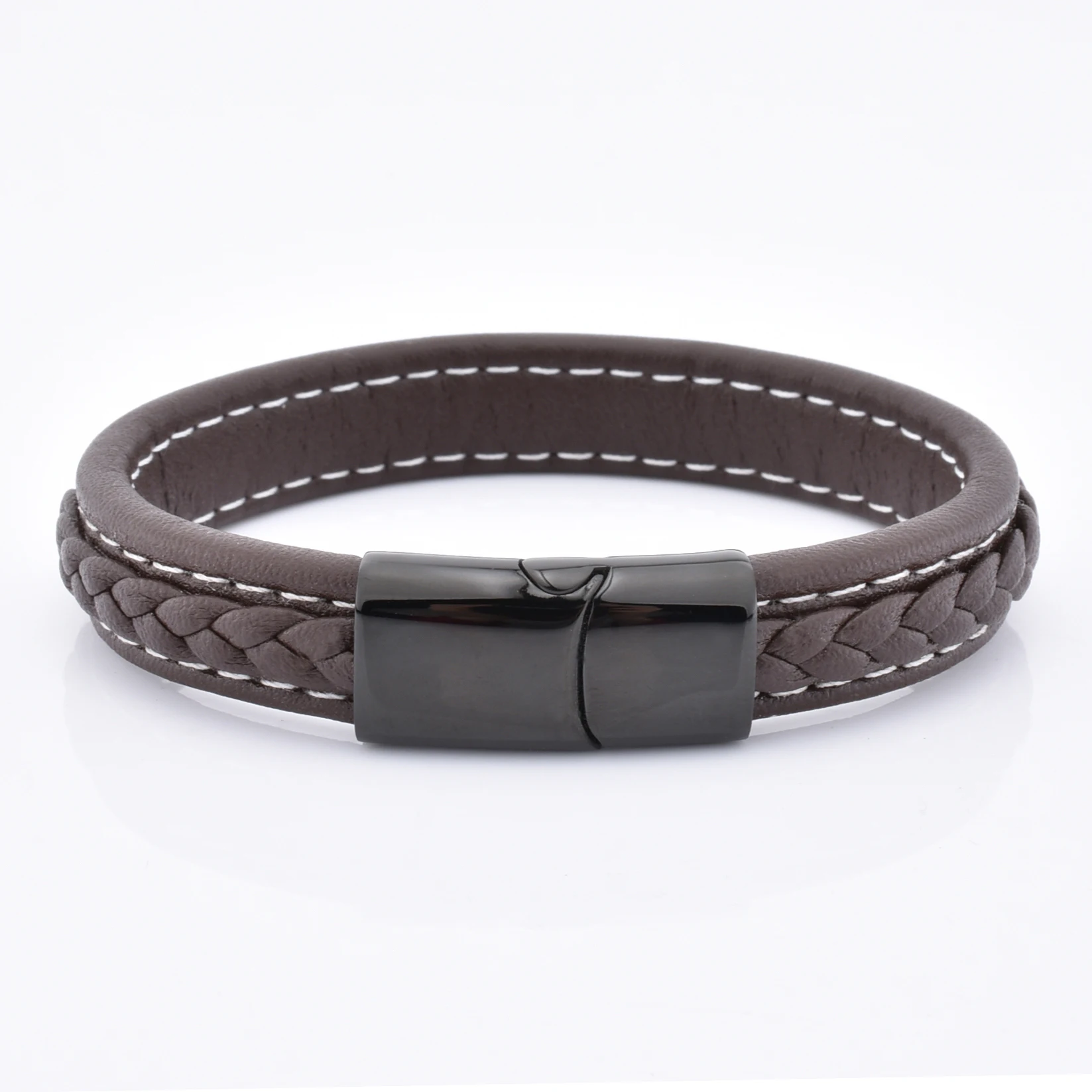 

2020 Hot Selling Fashion Nautical Real Cow Rope Stainless Steel Magnetic Bracelet