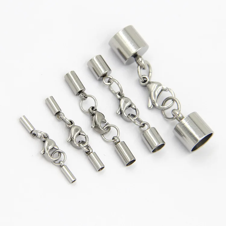 

S1050 Stainless Steel End Tips Caps for Leather Cord with Lobster Clasp