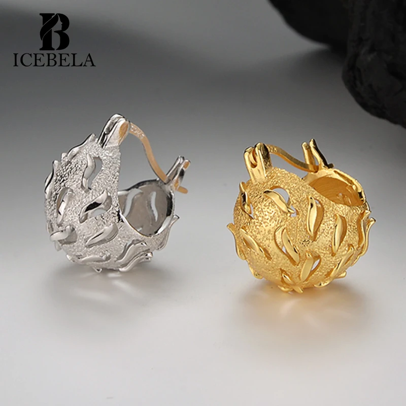

Icebela Hollow Semicircular Ball Shaped Earring 18k Gold Plated Huggie Chunky Statement Earrings