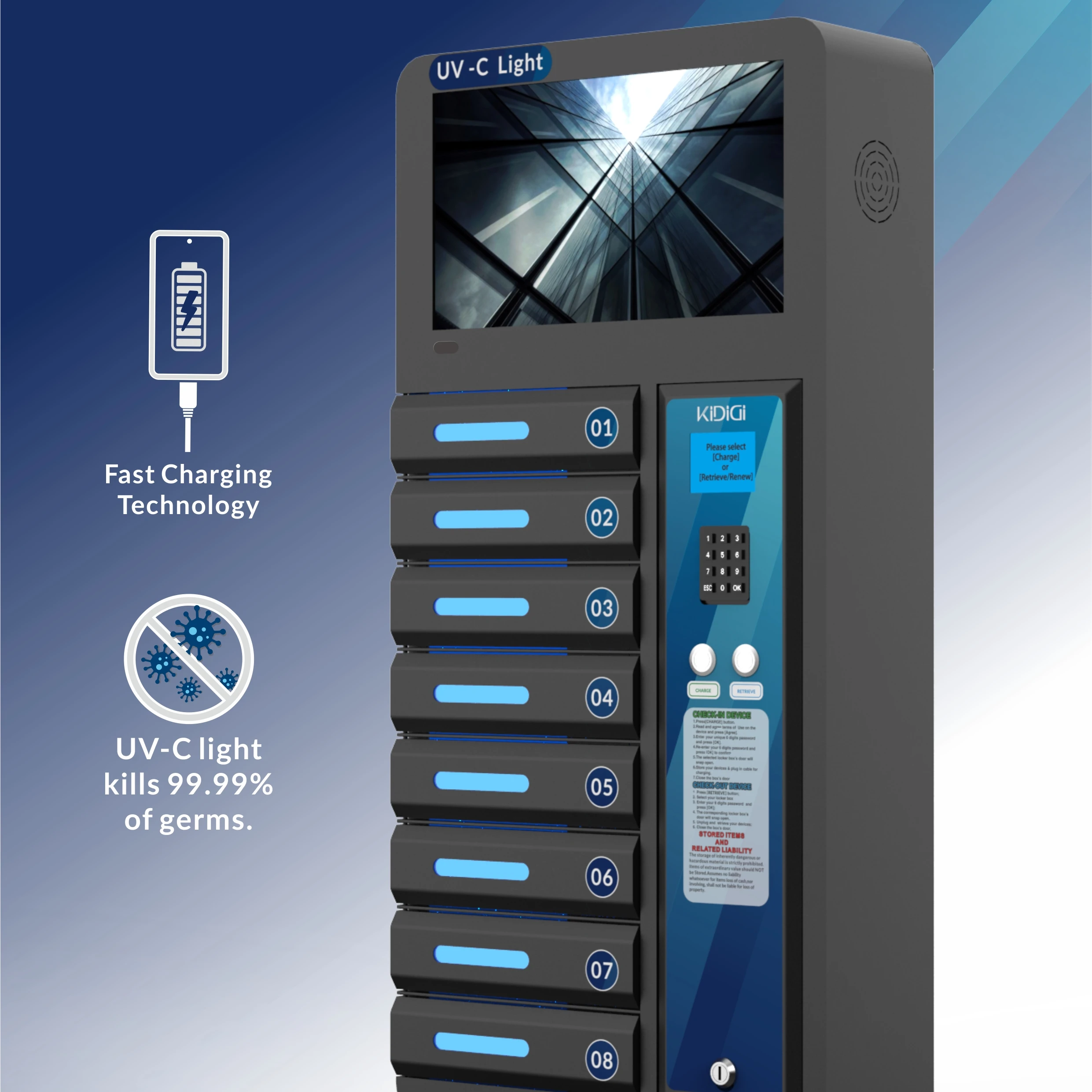 

UV phone sanitizer and charger locker mobile sterilizing