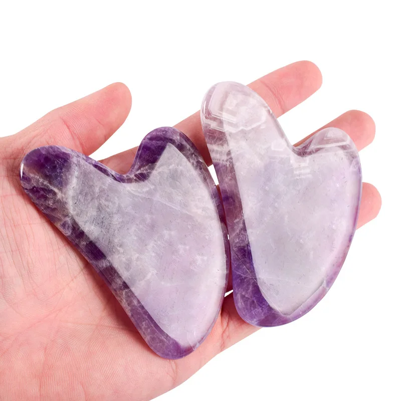 

Purple Crystal Gemstone Face Gua Sha Massage Jade Amethyst gua sha board