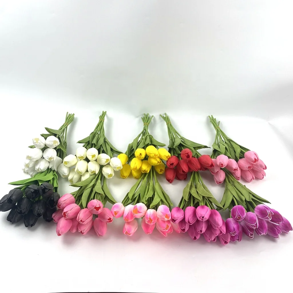 

Hot selling PU wedding single stem real touch tulips artificial flowers tulip for home decor