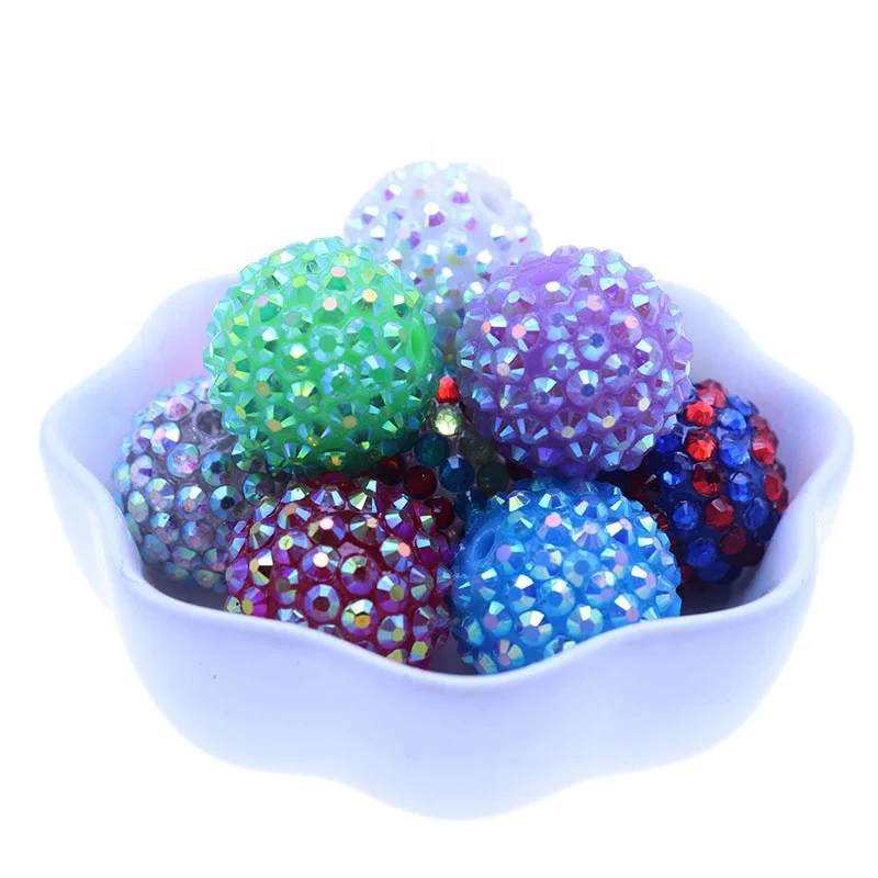 

High Quality Mixed Color 100pcs  Disco Rhinestone Acrylic Gumball Chunky Beads For Necklace Handmade