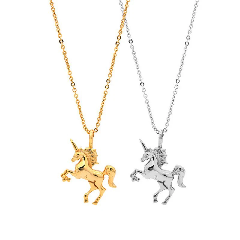 

Hot sale gold plated 925 sterling silver unicorn pendant necklace, Gold/silver