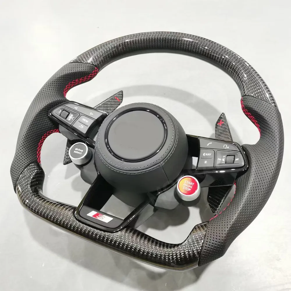 

MOOKAKA Leather Steering Wheel Upgrade Fit For Audi Rs Rs3 Rs7 A3 A4 A5 A7 Q7 Tt Tts R8 Steering Wheel Carbon Fiber