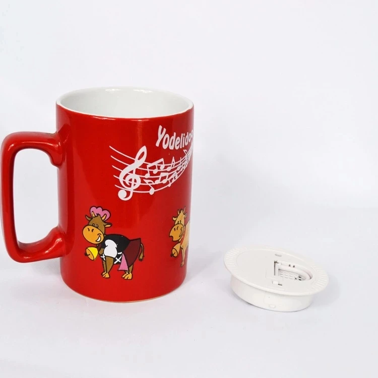 

New product Europe style wholesale sound custom mug with music for Christmas gift, Red