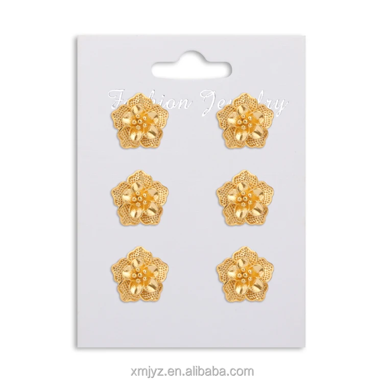 

European And American Vintage Brass Gold-Plated Flower Earrings Vacuum Electroplating Earrings High-End Design Women's Earrings