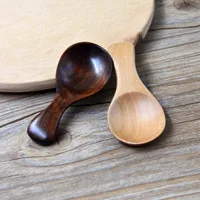 

Short Handle Wooden Salt Sugar Spices Codiments Measuring Scoop Wood Mini Milk Powder Baby Spoon