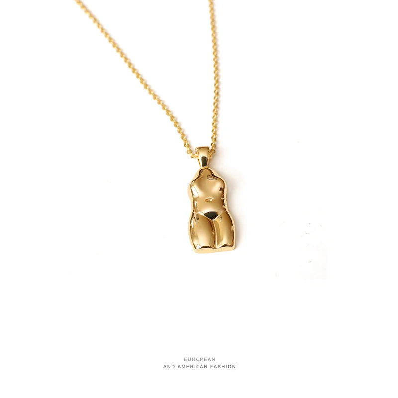 

Simple Abstract Body Pendant Necklace Gold Plated Designer Irregular Human Body Pendant Necklace, As shown