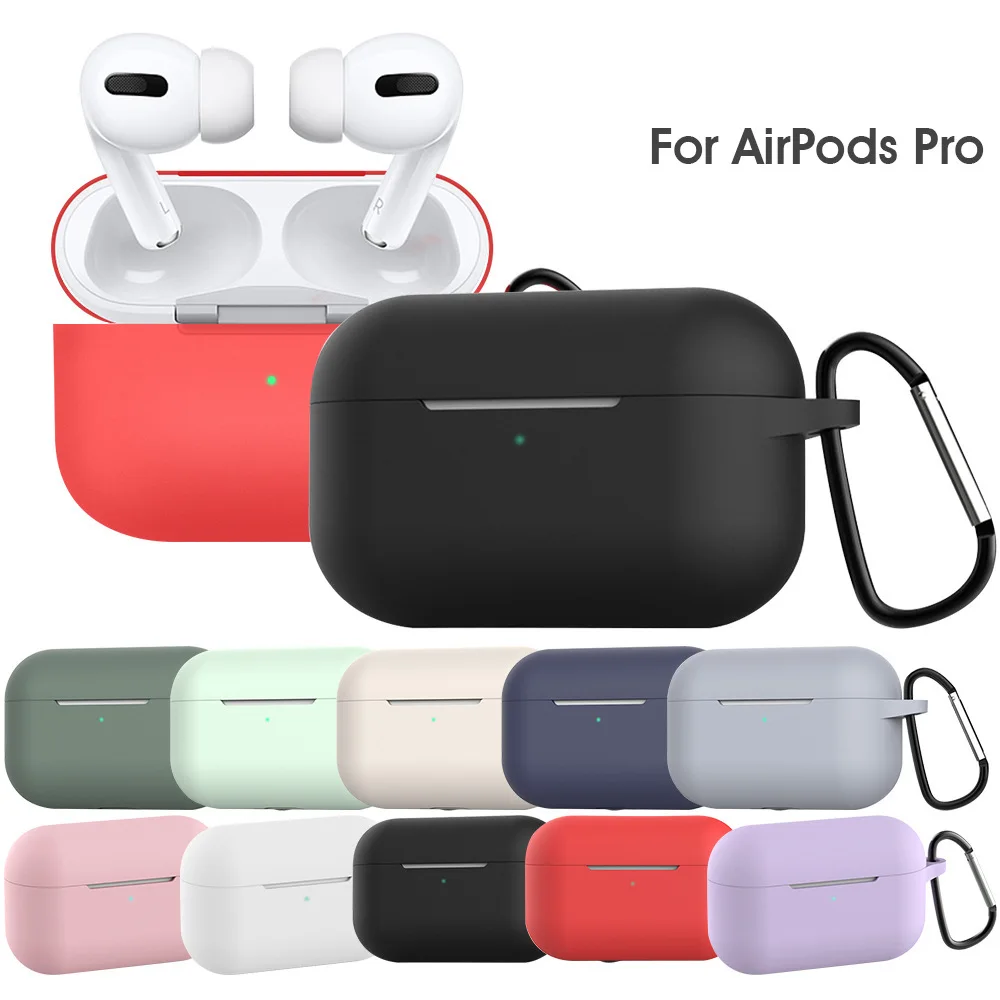 

Newest Anti Lost Silicone Protective Case Cover With Keychain Ring for Airpods Pro, Multi colors