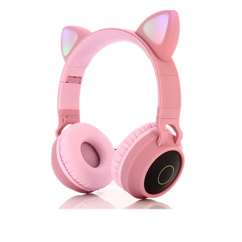 

2021 new arrival hot selling BT028C China Factory BT 5.1 wireless headset phone Cute Cat noise cancelling headphones earphones