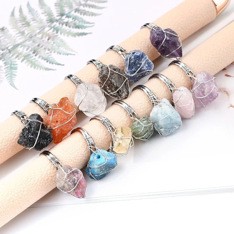 

crystal jewelry Top sale crystal ring Hand wire wrap mineral crystal ring amethyst bracelet ring for women, Customized color
