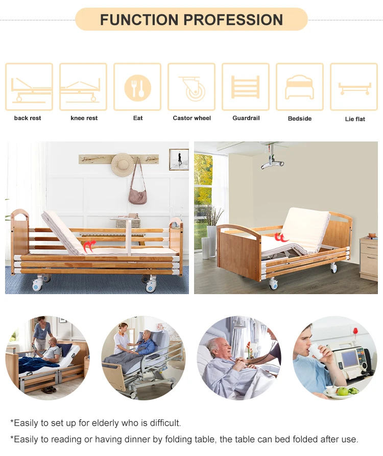 Electrical Remote Control Multifunction Nursing Hospital Bed For Home