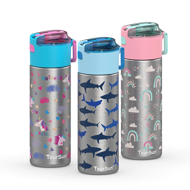 

Custom Logo Insulated Stainless Steel Thermos Kids Water Bottle With Straw