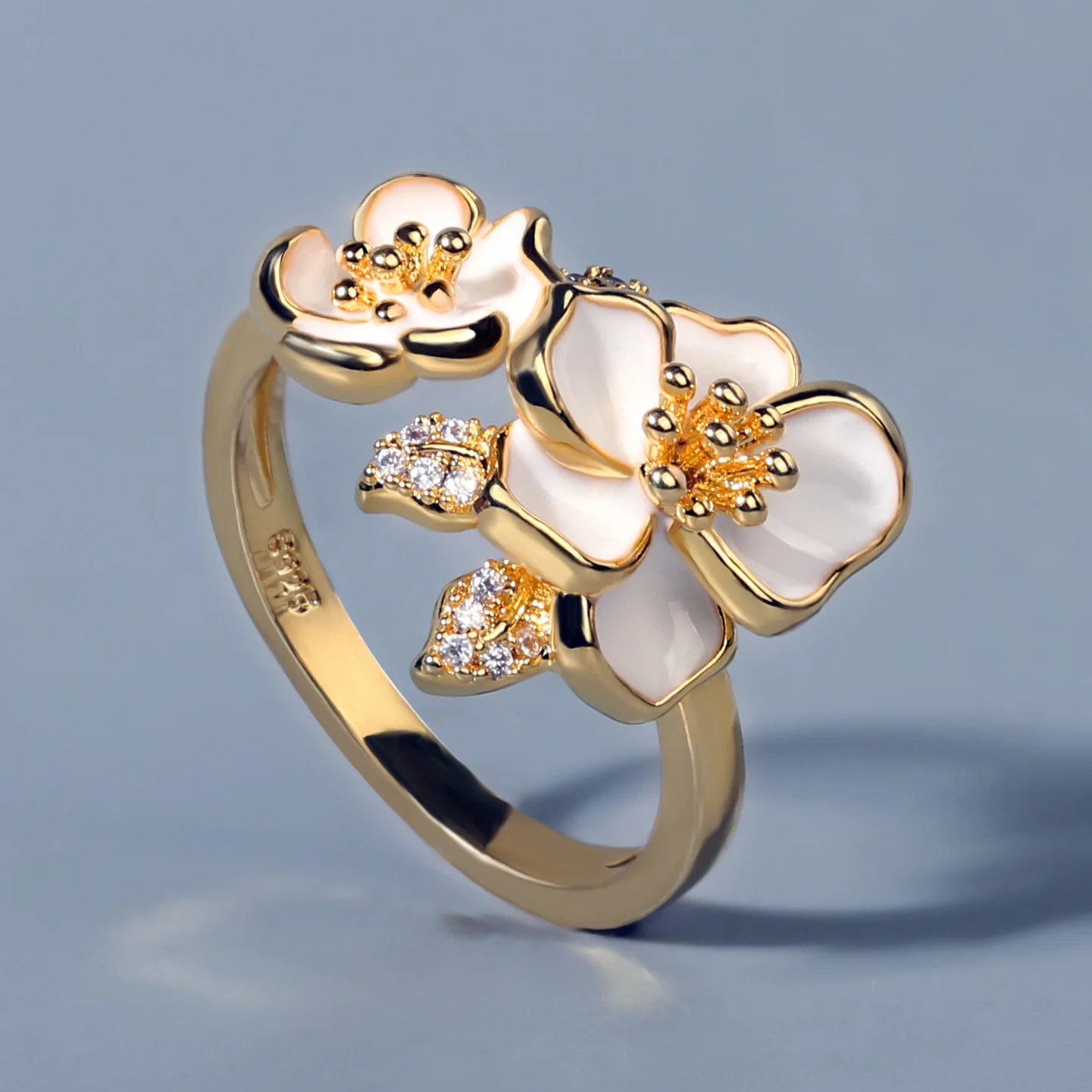 

Manufacturer direct sale KYRA01281 Flower Shape 18k Gold Plated Ring for Women