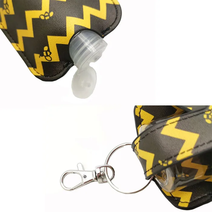 
Big promotion new design leather 50ml hand sanitizer bottle holder keychain from china 