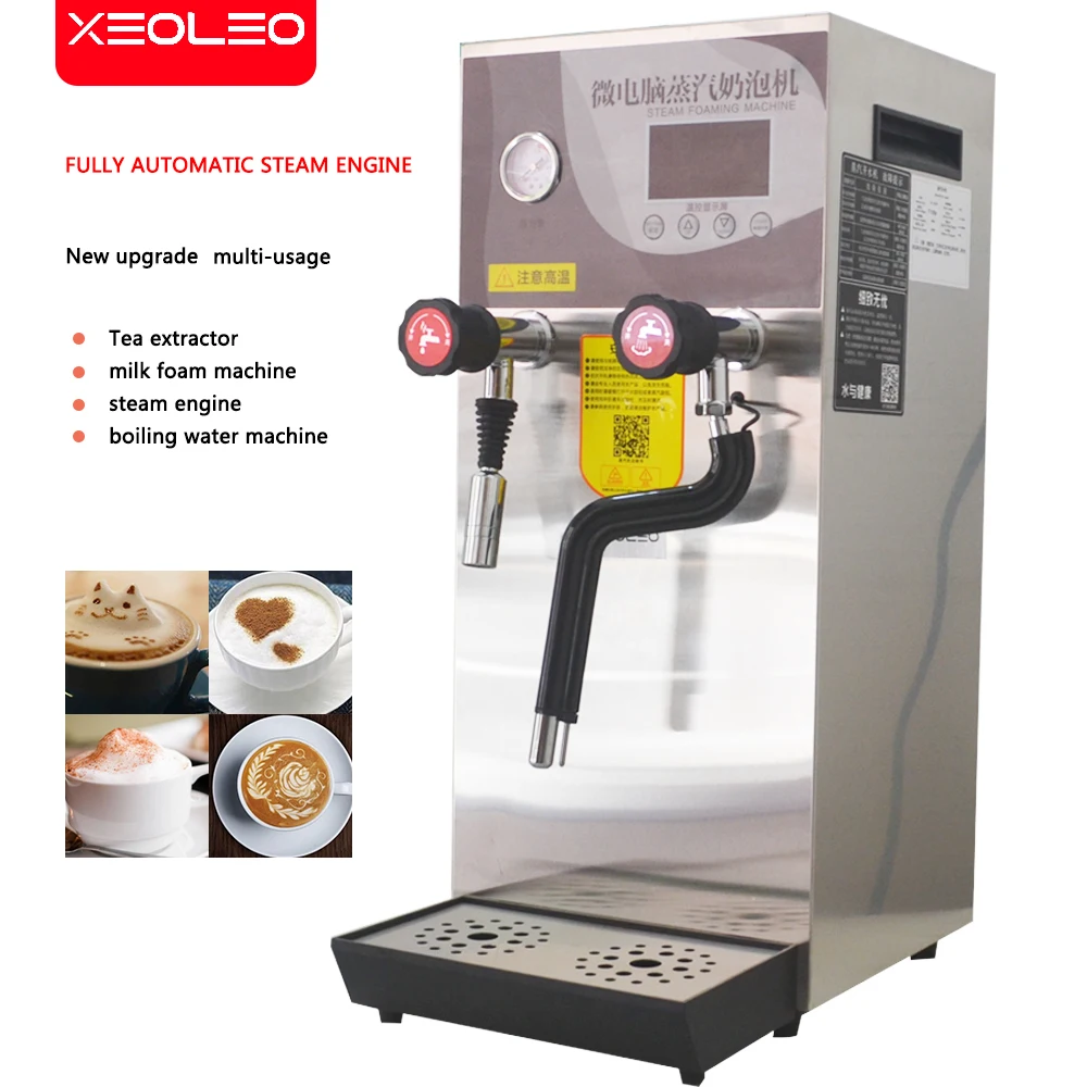 

XEOLEO Commercial 12L hot water machine with steamer Water Boiling Machine Steam Engine Milk Tea Shop Equipment Multi-Function, Silver/black