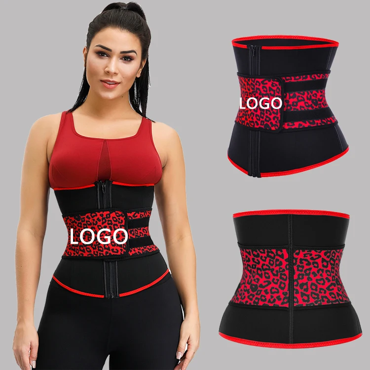 Custom Logo Wholesale Women Slimming 7 Steel Boned Big Size Latex Leopard Waist Cincher Waist Trainer Private Label