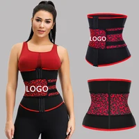 

Custom Logo Wholesale Women Slimming 7 Steel Boned Big Size Latex Leopard Waist Cincher Waist Trainer Private Label