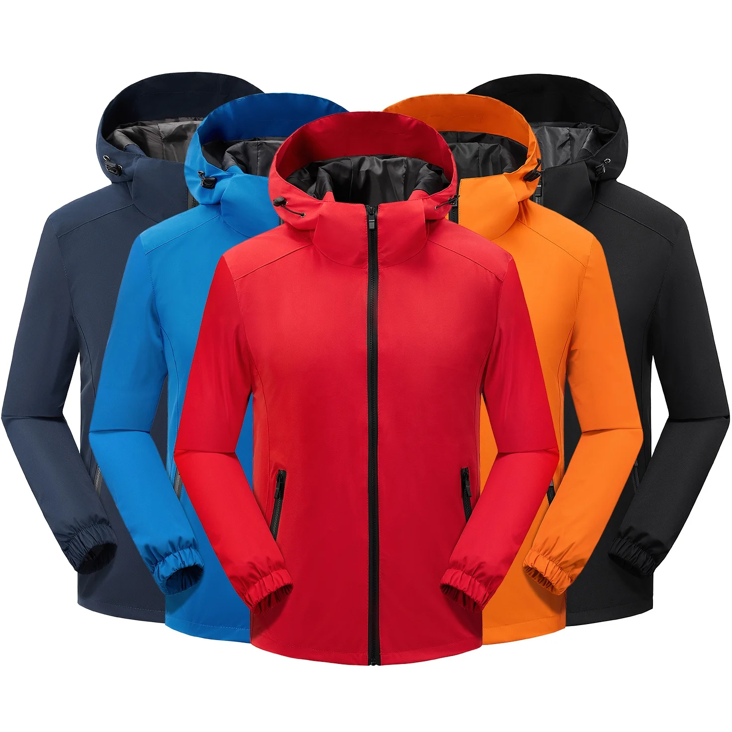 

Outdoor Wear Spring Autumn Clothing Plus Size Waterproof Windproof Hooded zipper pocket Jackets Running Cycling Woven Standard