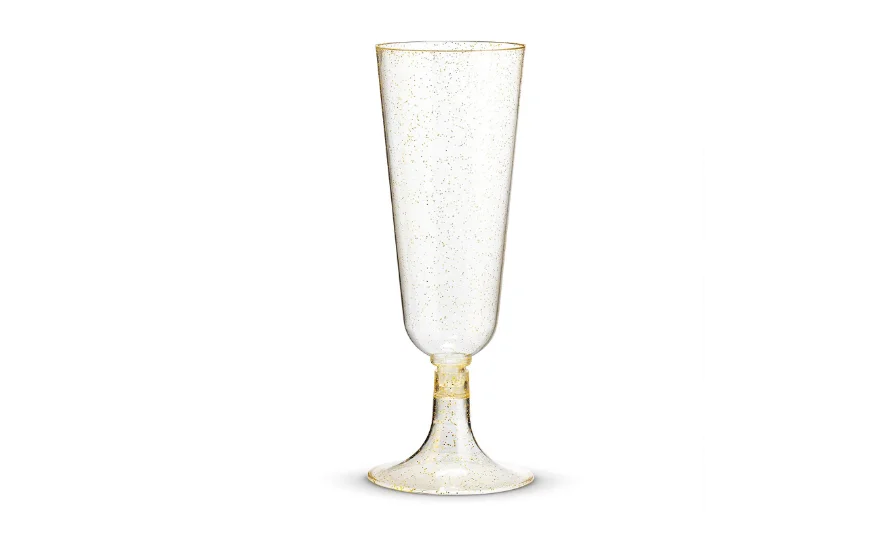 
christmas party supplies disposable clear plastic champagne flute with glitter 