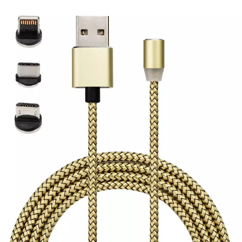 

Quick USB Charging Magnetic Data Cable Type C V8 Micro USB 3 in 1 Magnetic Charger For iPhone Cable 3/6 Feet 1/2 Meters