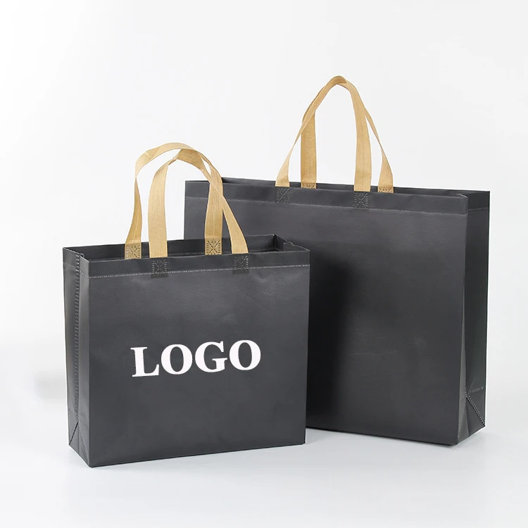 

hot selling black non woven shopping bag non-woven fabric bag waist bag tote with LOGO printing in stock, Customized