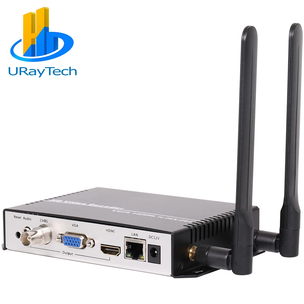 

URay Wireless H.265 HDMI VGA CVBS Decoder WIFI HD Video IP Stream Decoder support SRT