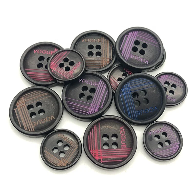 

Wholesale custom laser engraved 4 holes polyester button for coat