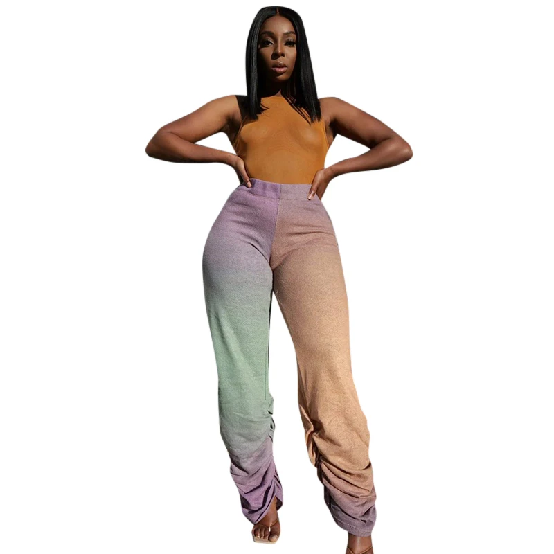 

MS498 Fall Jogging Pants For Ladies Multicolor High Waist Pleated Wide Leg Pants Loose Casual Elegant Stacked Pants Women 2021, Picture
