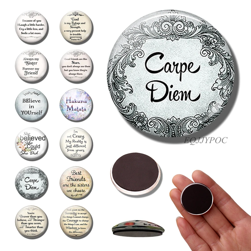 

Quote magnet 30MM refrigerator magnets Carpe Diem letter fridge sticker message board glass Creative home decorative
