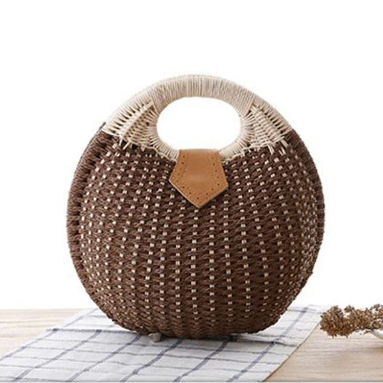 

Fashionable Holiday Beach Bag Rattan Woven Handbag Summer Shell Woven Straw Bag